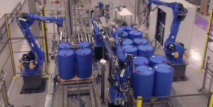 Robot Filler line for drums in fully automated plant